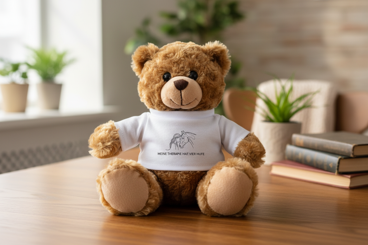 Premium Kuschel-Teddy "VIER HUFE THERAPIE" – Line-Art Edition