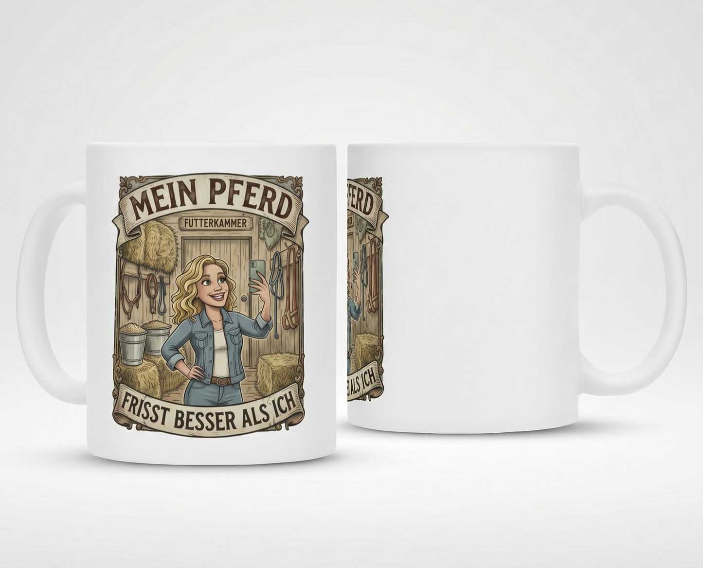 Statement Tasse "Mein Pferd frisst besser als ich (Futterkammer)"