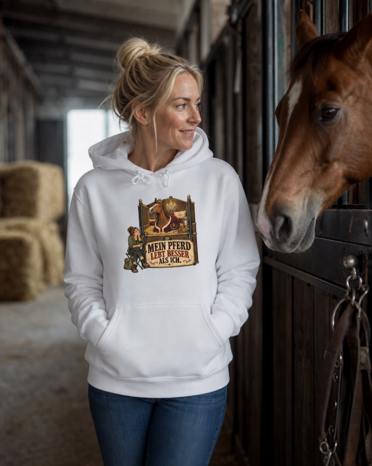 MEIN PFERD LEBT BESSER ALS ICH Premium Hoodie