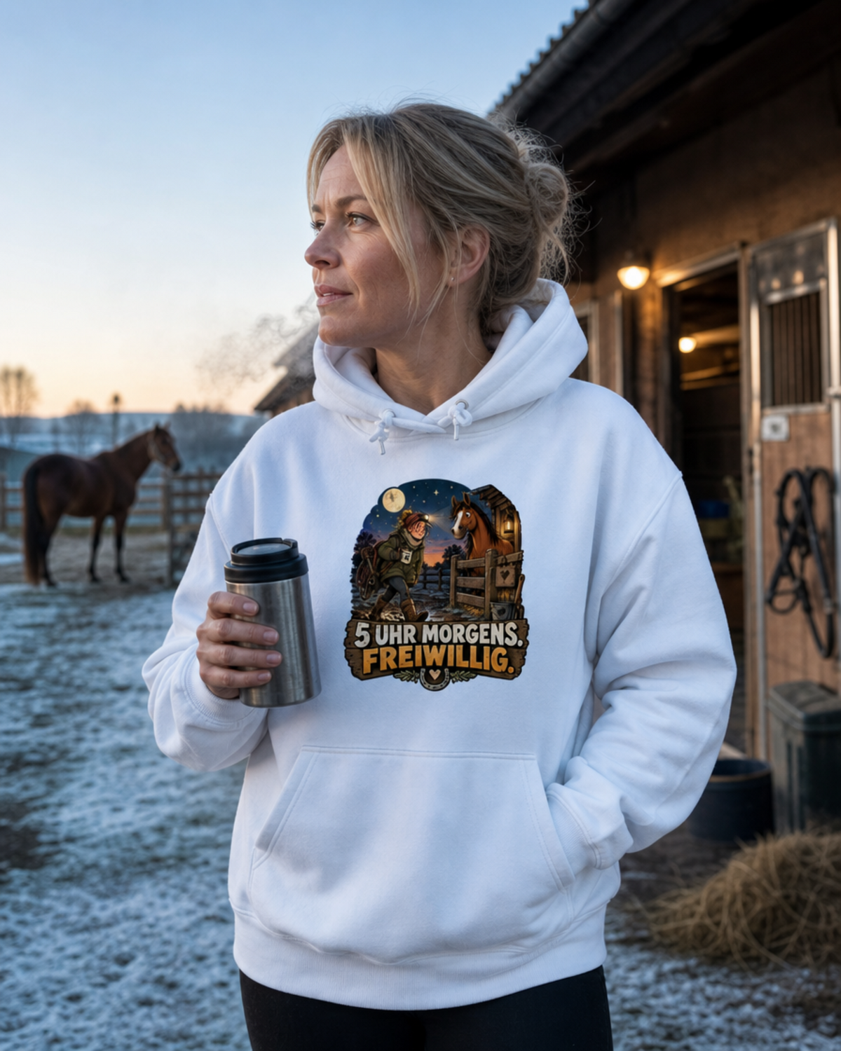 5 UHR MORGENS FREIWILLIG Premium Hoodie