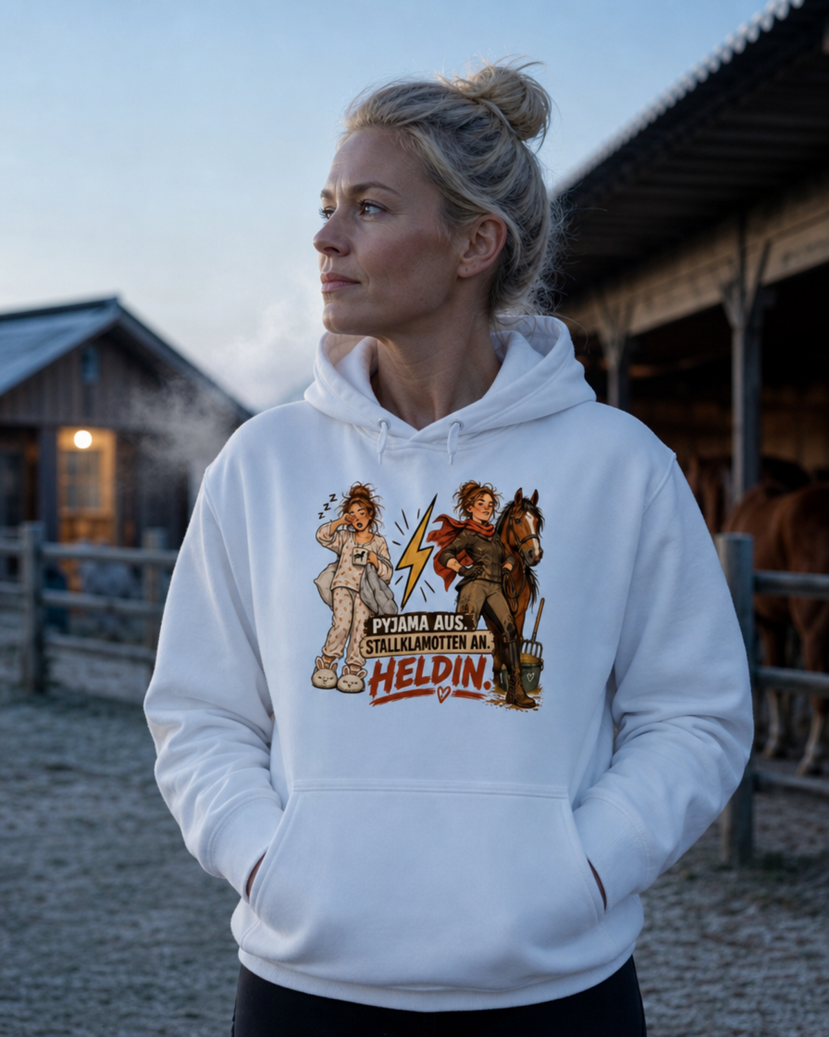 PYJAMA AUS STALLKLAMOTTEN AN HELDIN Premium Hoodie